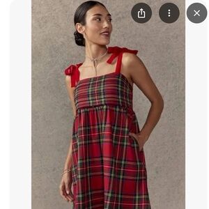Francesca's Collections Red Plaid Mini Dress